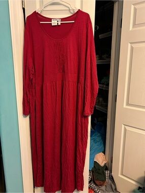 Ulla Popken Rich Red Long Sleeve Maxi Dress